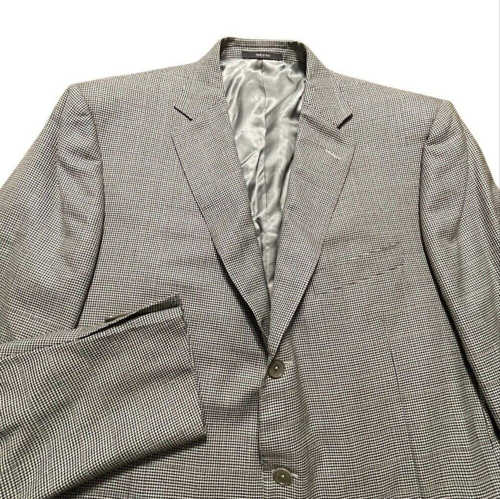 Ermenegildo Zegna Suit Jacket Mens 44 L Gray Wool Silk Houndstooth Recent Italy